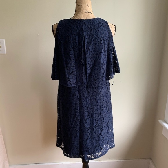 Nanette Lapore blue lace cold shoulder dress 4 - Picture 4 of 13